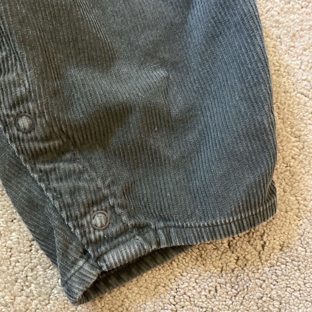 VINTAGE OSHKOSH TODDLER OLIVE GREEN CORDUROY OVERALLS BIB POCKET SIZE 18 MTHS - Picture 2 of 16